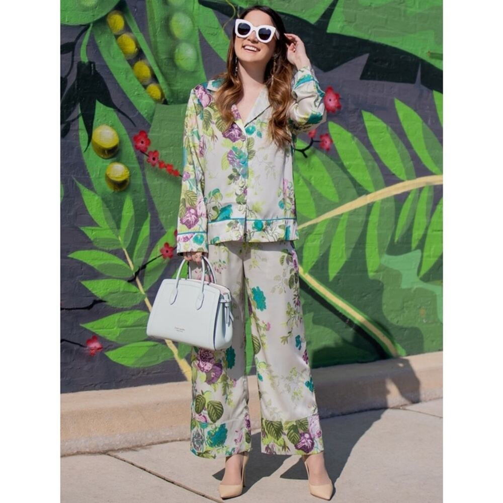 J. Crew collection Pull-on crop pant in Ratti leafy floral size 2 silky satin